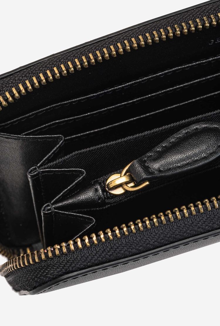 Black Gold Women's Pinko Zip-around Leather Wallets | Ireland-16432809