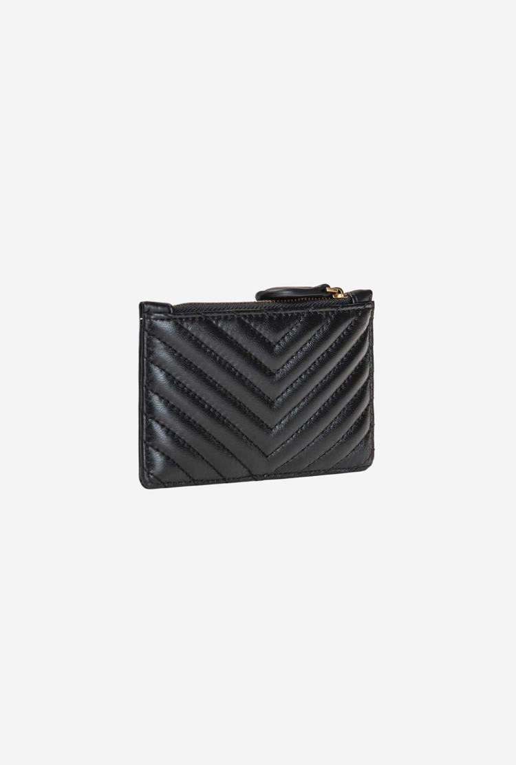 Black Gold Women's Pinko Zipped Card Holder Purses | Ireland-71480629