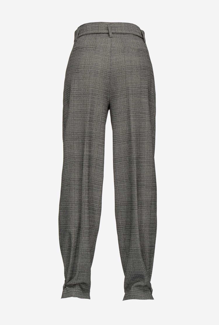 Black/Grey Women's Pinko Glen Plaid Pants | Ireland-60384719