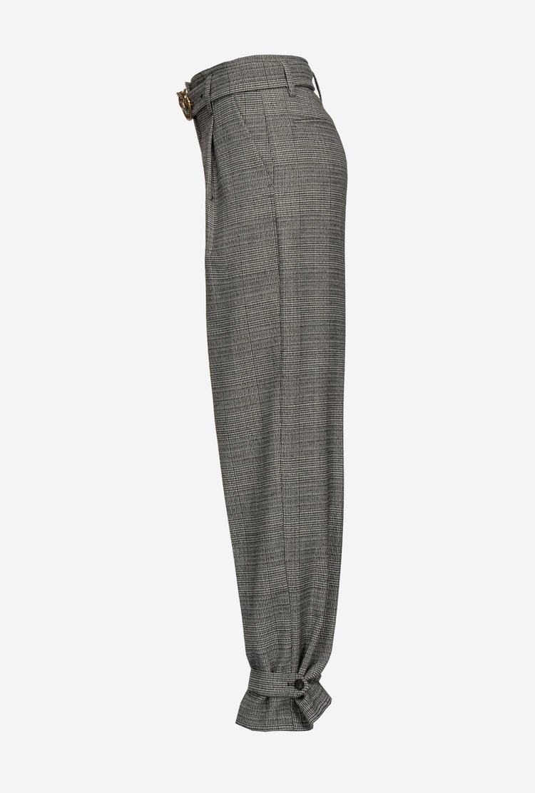 Black/Grey Women's Pinko Glen Plaid Pants | Ireland-60384719