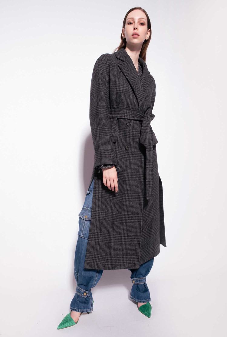 Black/Grey Women's Pinko Prince-of-wales Coats | Ireland-82740539