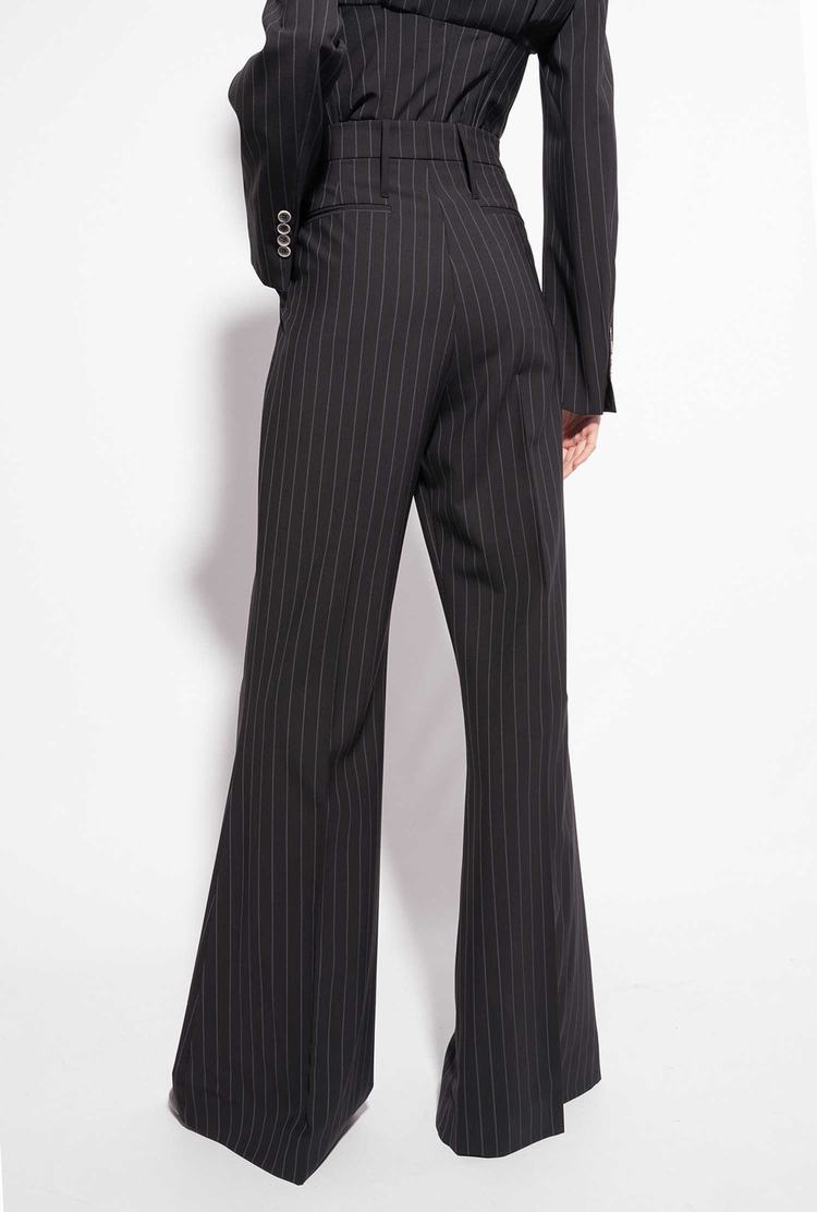 Black/Grey Women's Pinko Reimagine Pinstriped Pants | Ireland-65478219