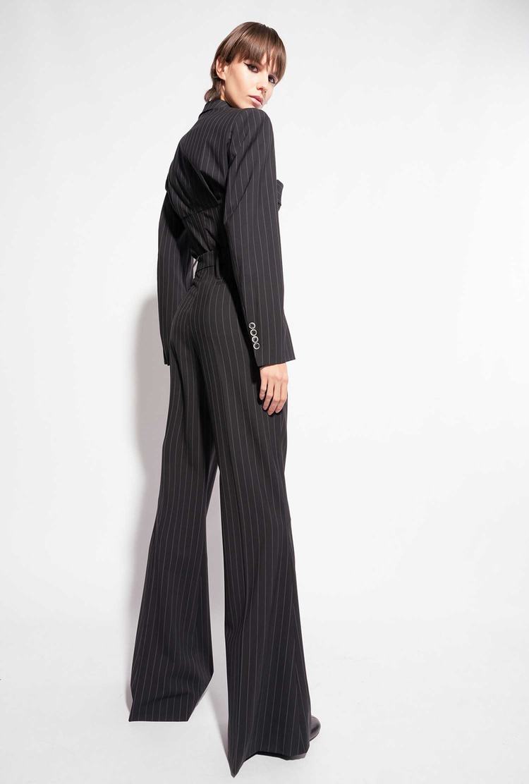 Black/Grey Women's Pinko Reimagine Pinstriped Pants | Ireland-65478219