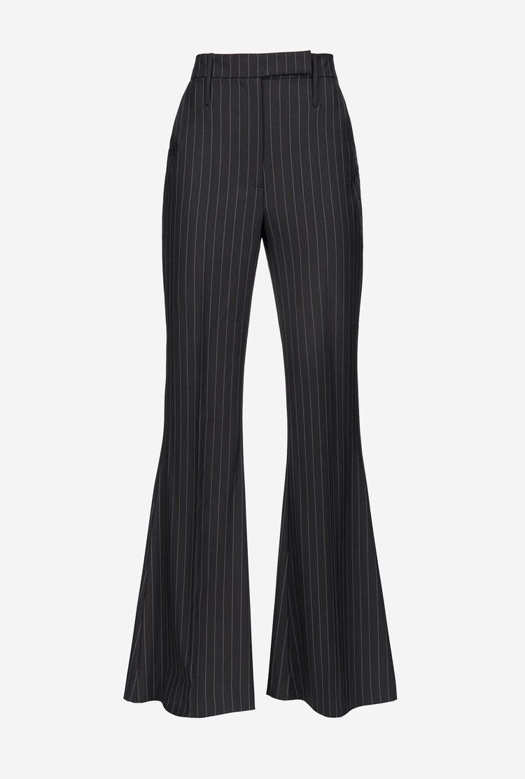 Black/Grey Women's Pinko Reimagine Pinstriped Pants | Ireland-65478219