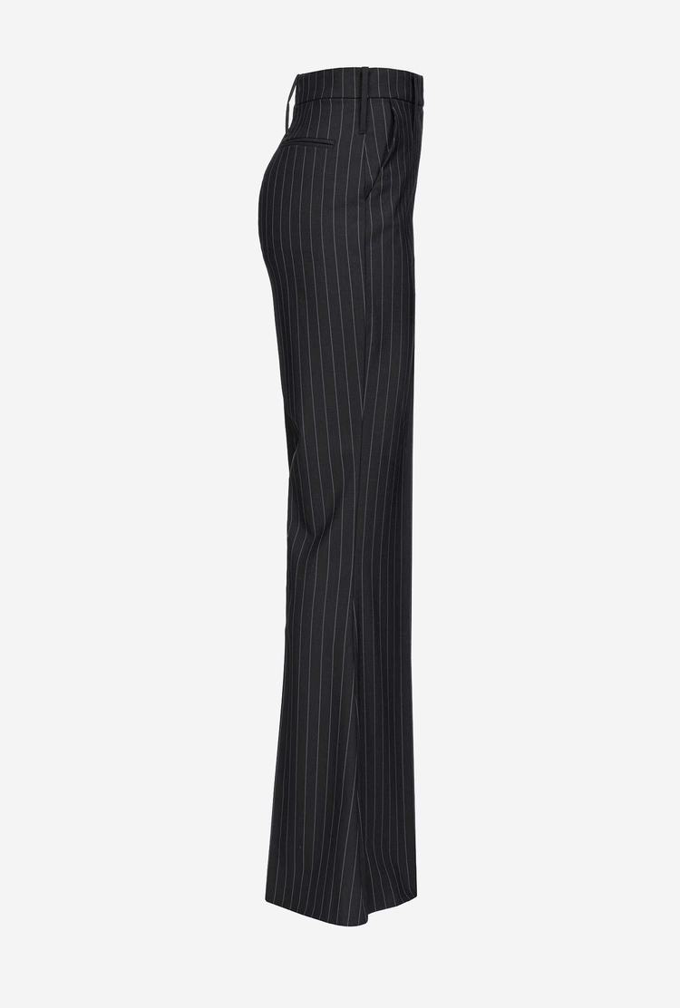 Black/Grey Women's Pinko Reimagine Pinstriped Pants | Ireland-65478219