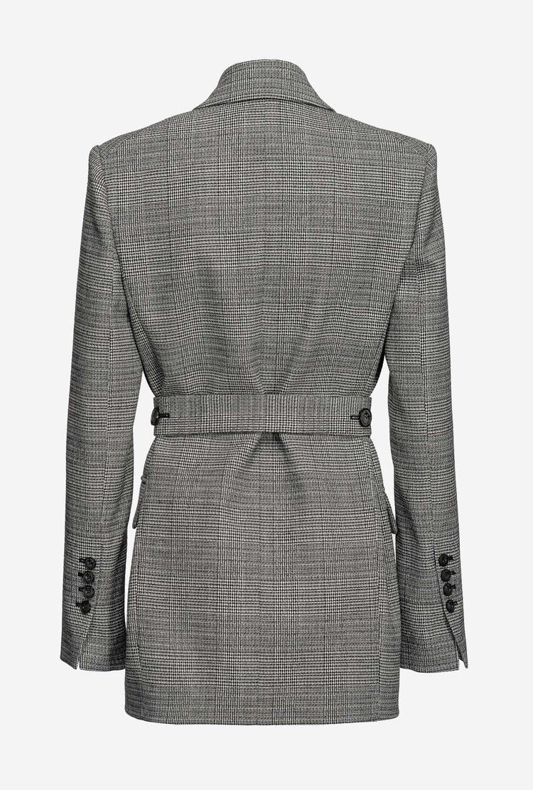 Black/Grey Women's Pinko Textured Check Blazers | Ireland-59682709