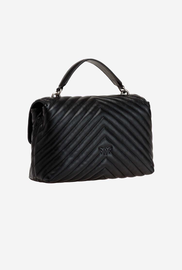 Black Silver Women's Pinko Lady Love Bag Puff Chevron Handbag | Ireland-10849379