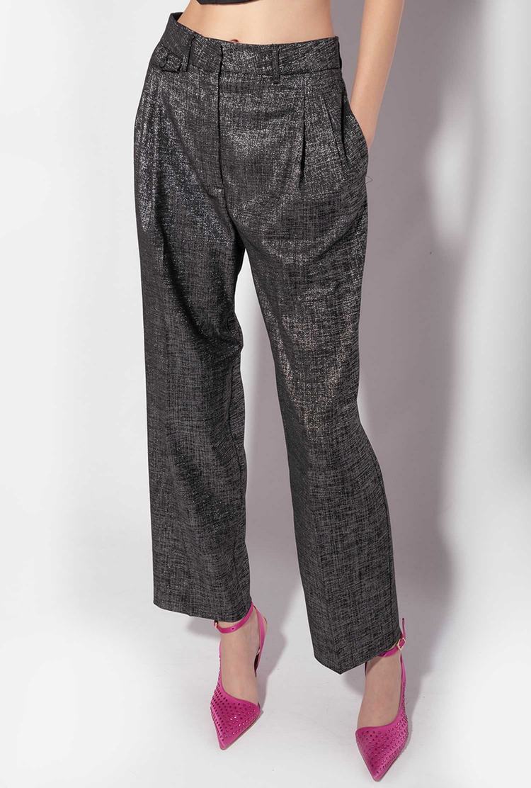 Black/Silver Women's Pinko Lurex Pants | Ireland-39817029