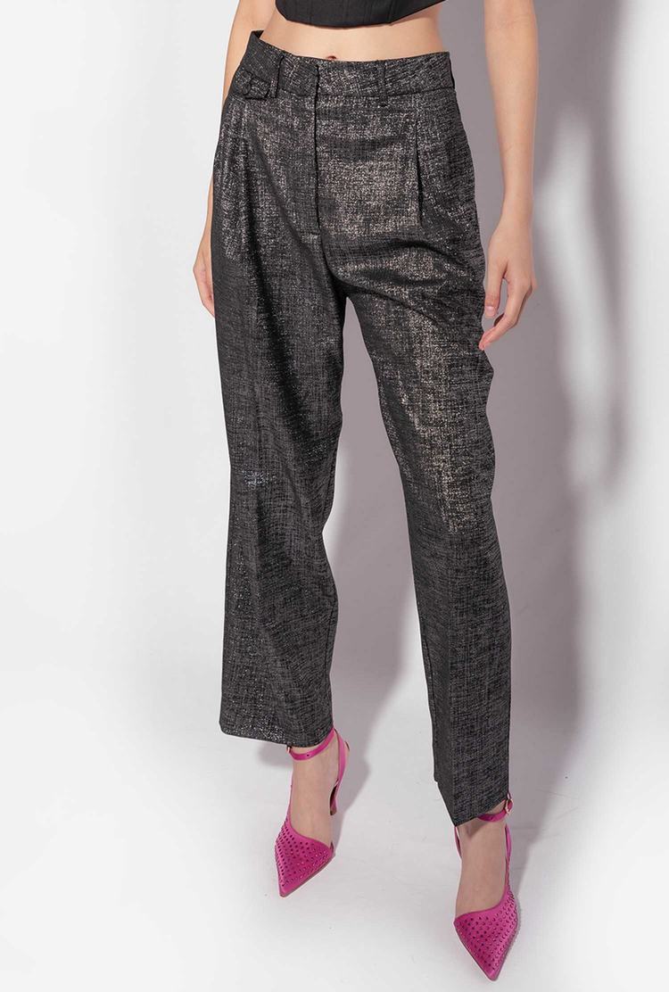 Black/Silver Women's Pinko Lurex Pants | Ireland-39817029