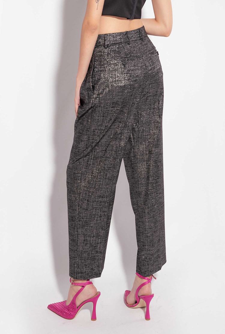 Black/Silver Women's Pinko Lurex Pants | Ireland-39817029