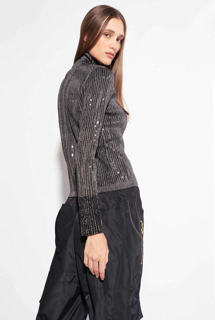 Black/Silver Women's Pinko Sequinned Sweaters | Ireland-82973019