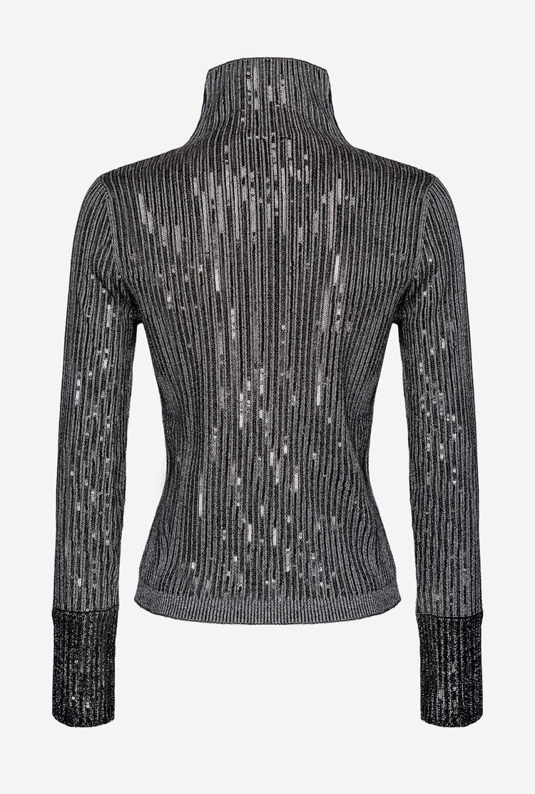 Black/Silver Women's Pinko Sequinned Sweaters | Ireland-82973019