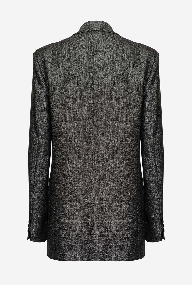 Black/Silver Women's Pinko Single-breasted Lurex Blazers | Ireland-92304789