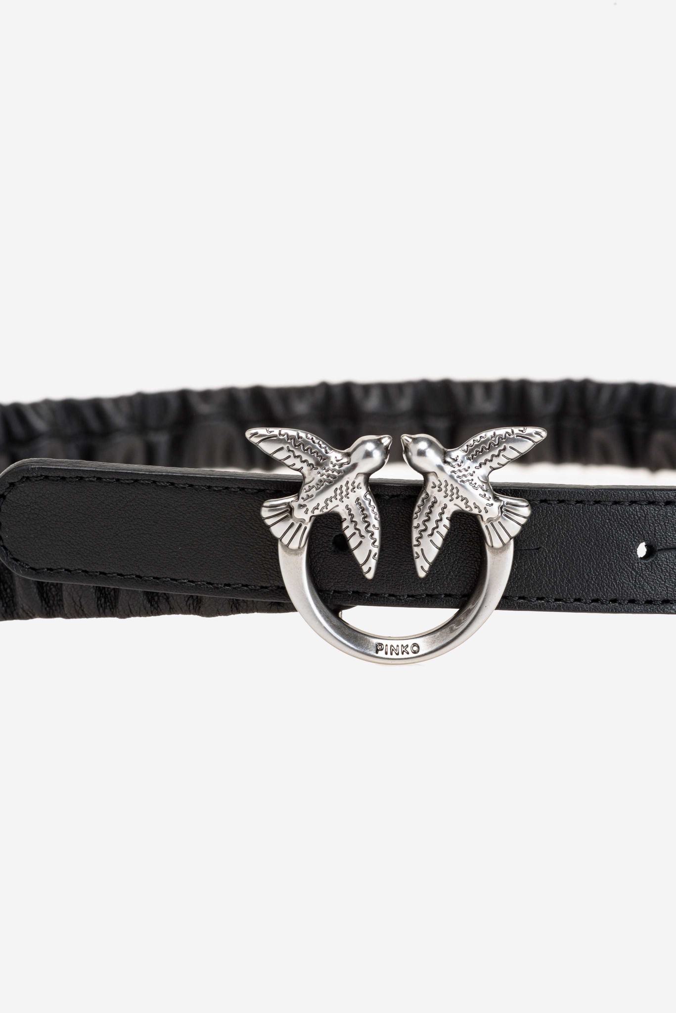 Black Silver Women's Pinko This Gathered Love Birds Belts | Ireland-52906349