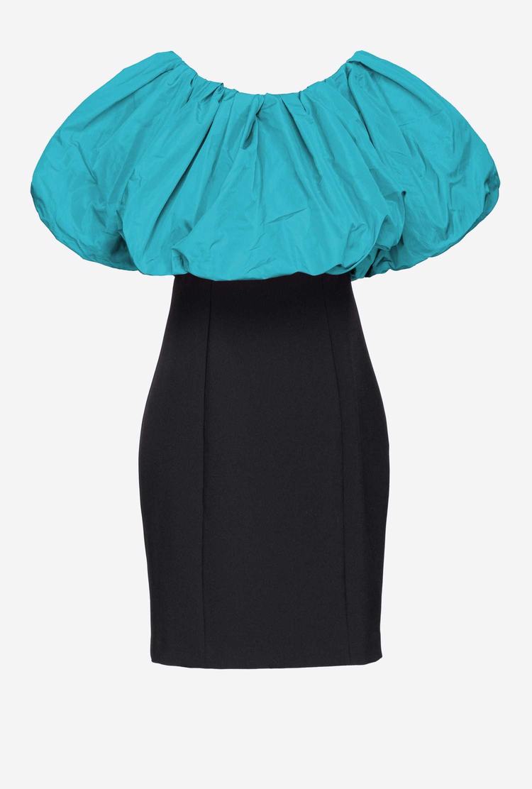 Black/Turquoise Women's Pinko Galleria Taffeta Mini Dress | Ireland-61534909