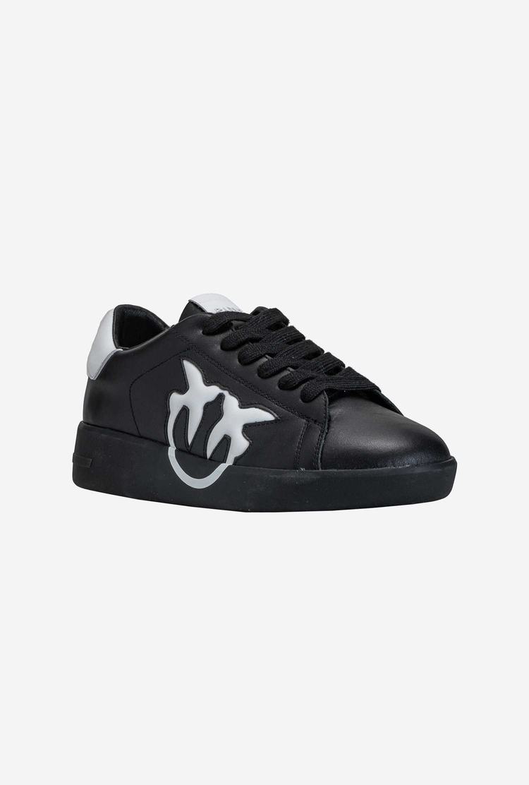 Black/White Women's Pinko Logo Sneakers | Ireland-58341979