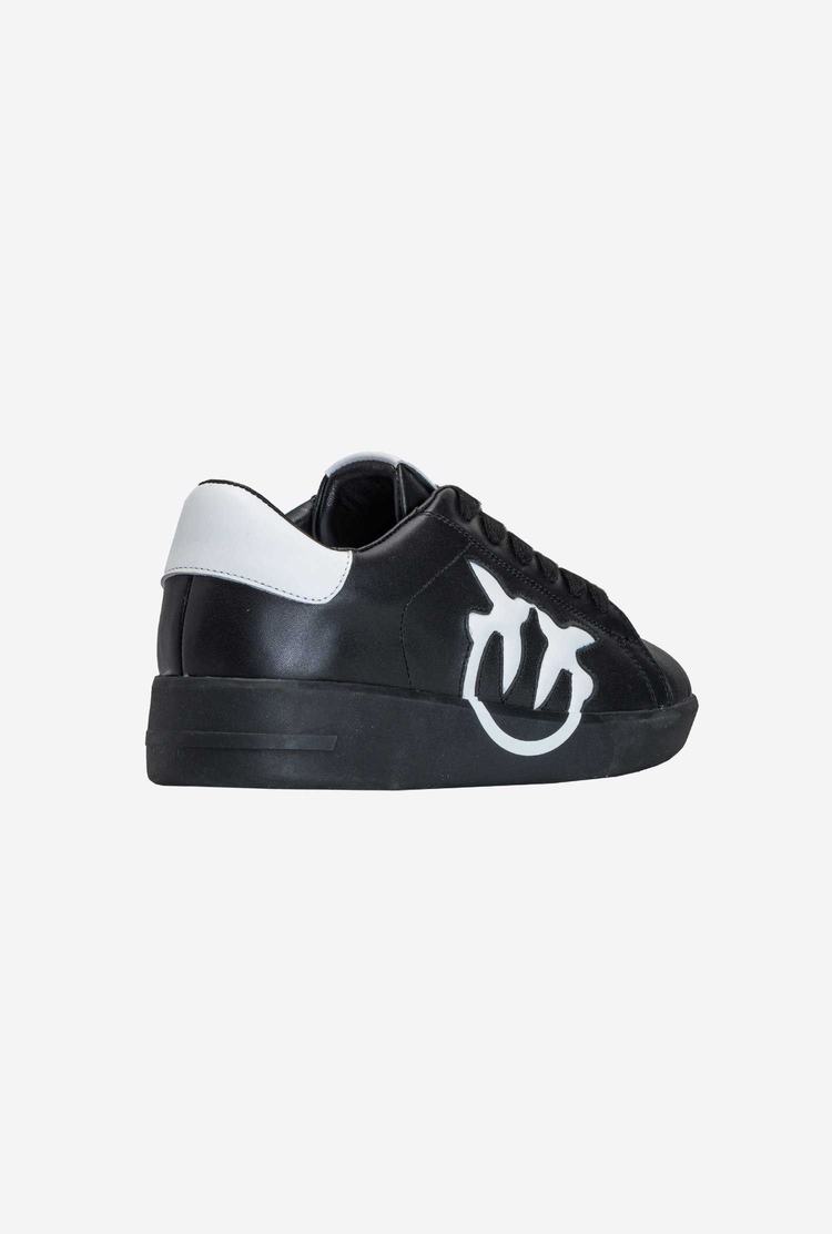 Black/White Women's Pinko Logo Sneakers | Ireland-58341979