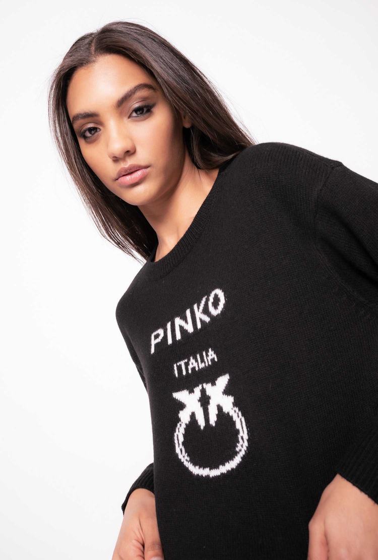 Black/White Women's Pinko Love Birds Pullover | Ireland-48179259