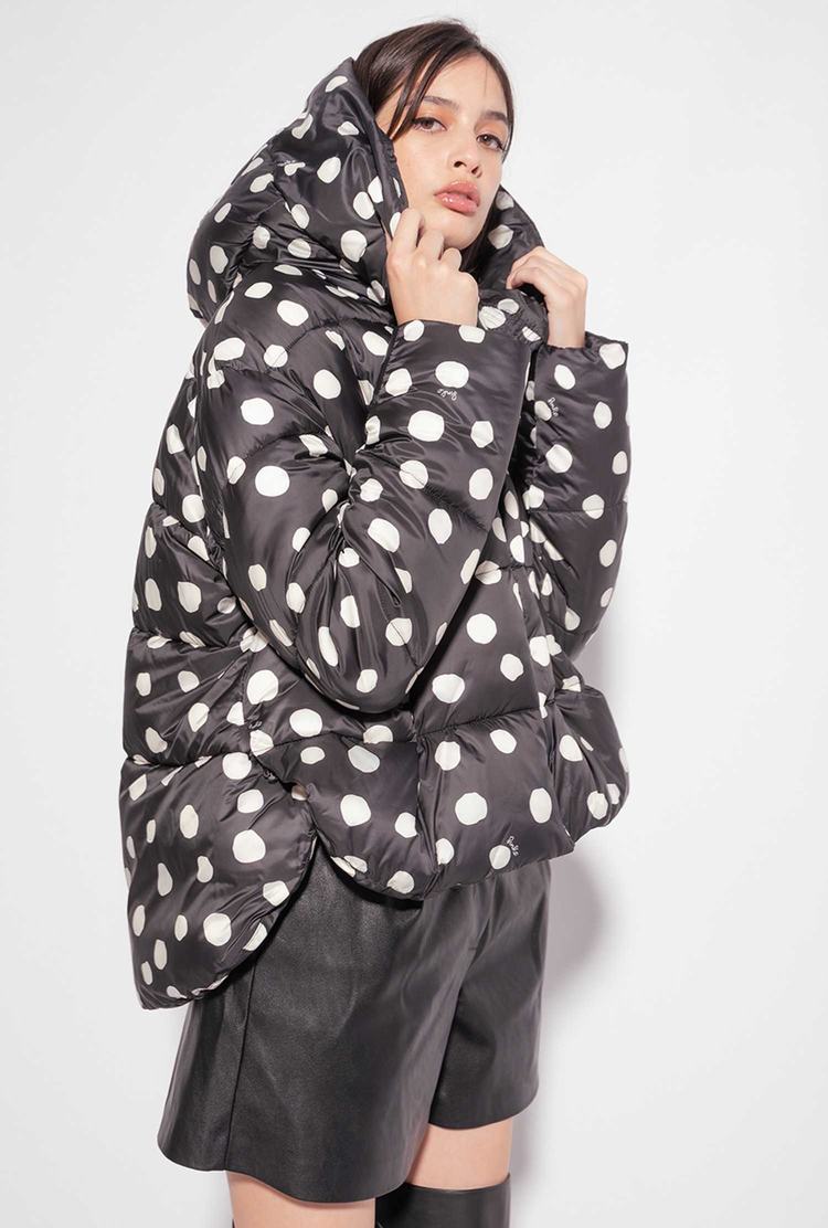 Black/White Women's Pinko Polka-dot Down Jackets | Ireland-76235989