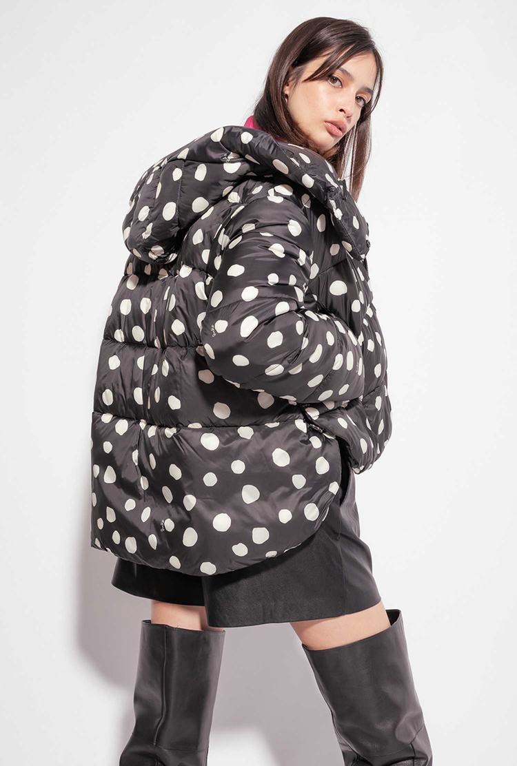 Black/White Women's Pinko Polka-dot Down Jackets | Ireland-76235989