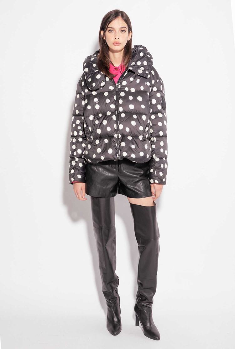 Black/White Women's Pinko Polka-dot Down Jackets | Ireland-76235989