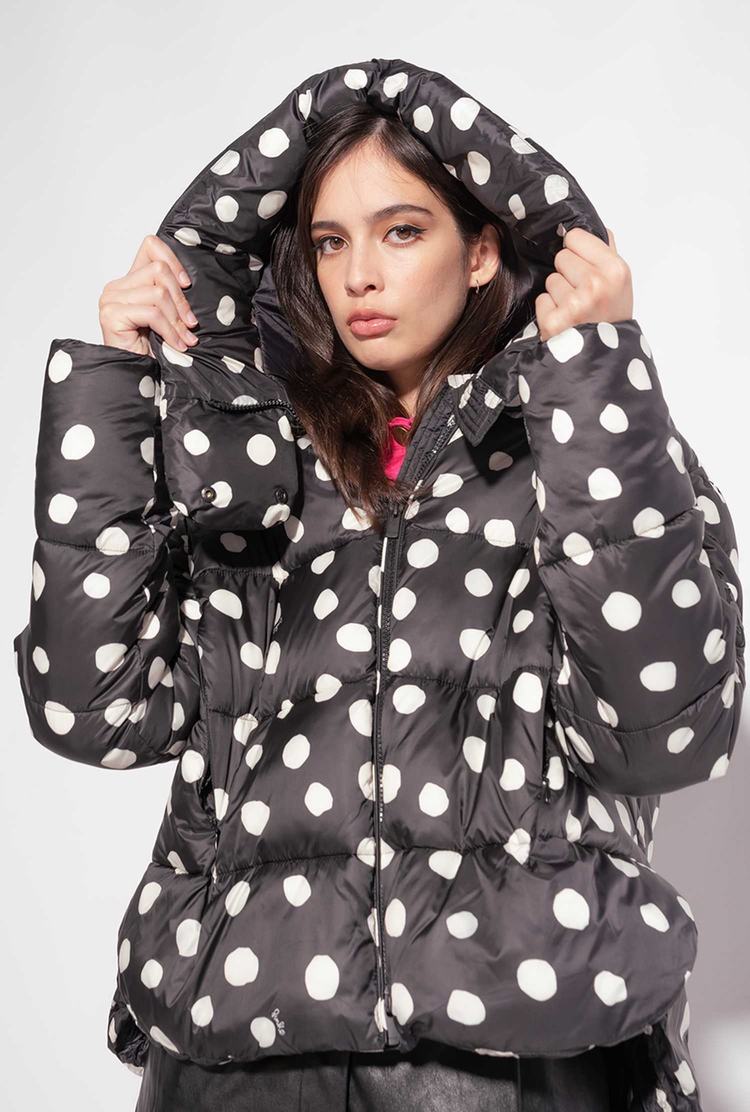 Black/White Women's Pinko Polka-dot Down Jackets | Ireland-76235989