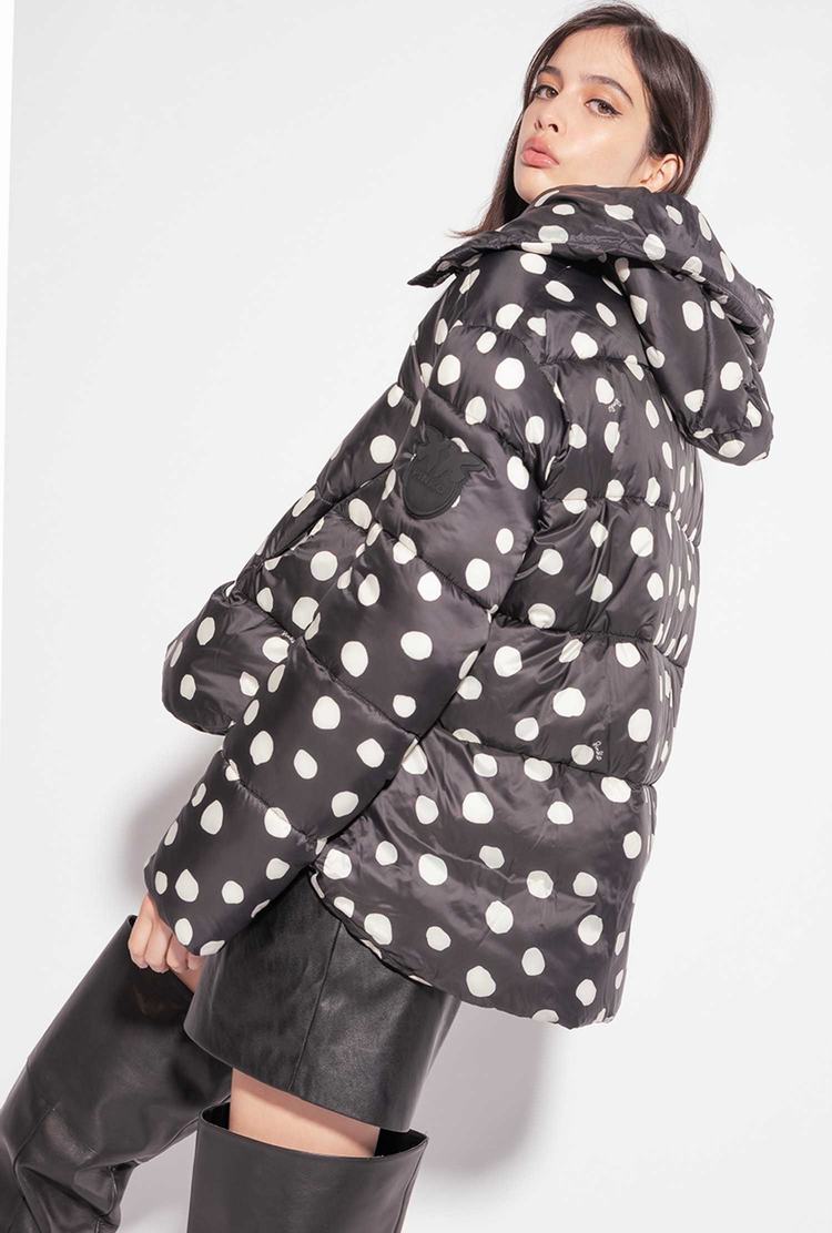 Black/White Women\'s Pinko Polka-dot Down Jackets | Ireland-76235989