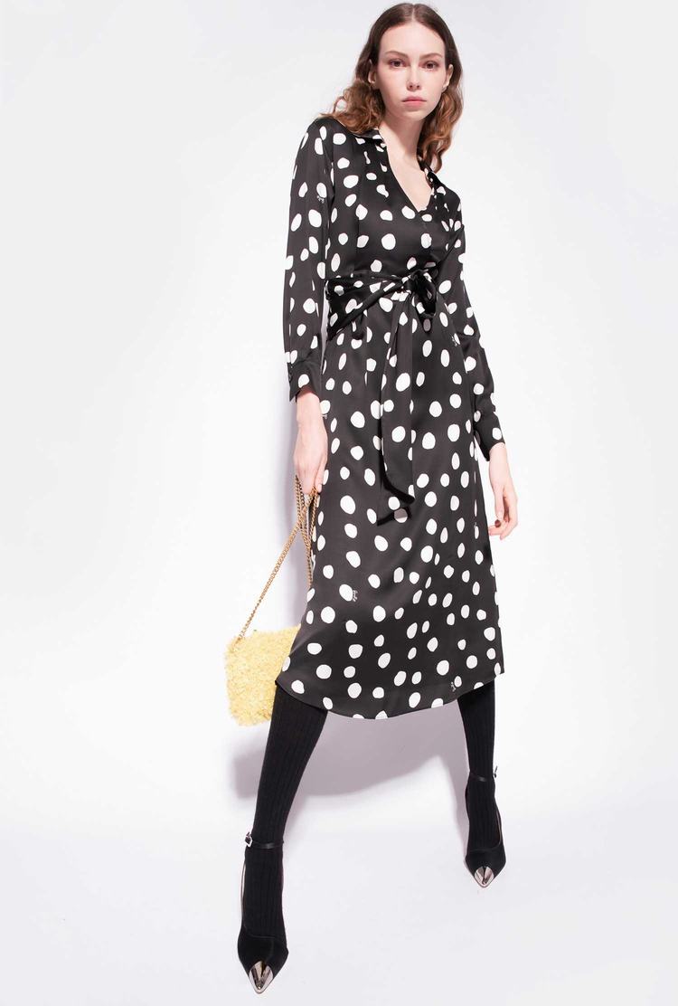 Black/White Women's Pinko Polka-dot Dress | Ireland-91350869