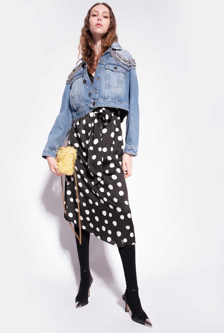 Black/White Women's Pinko Polka-dot Dress | Ireland-91350869