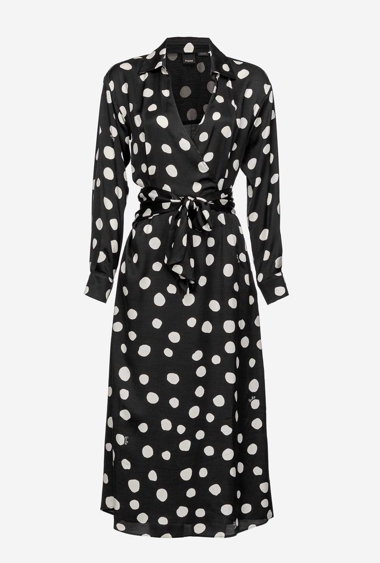 Black/White Women's Pinko Polka-dot Dress | Ireland-91350869