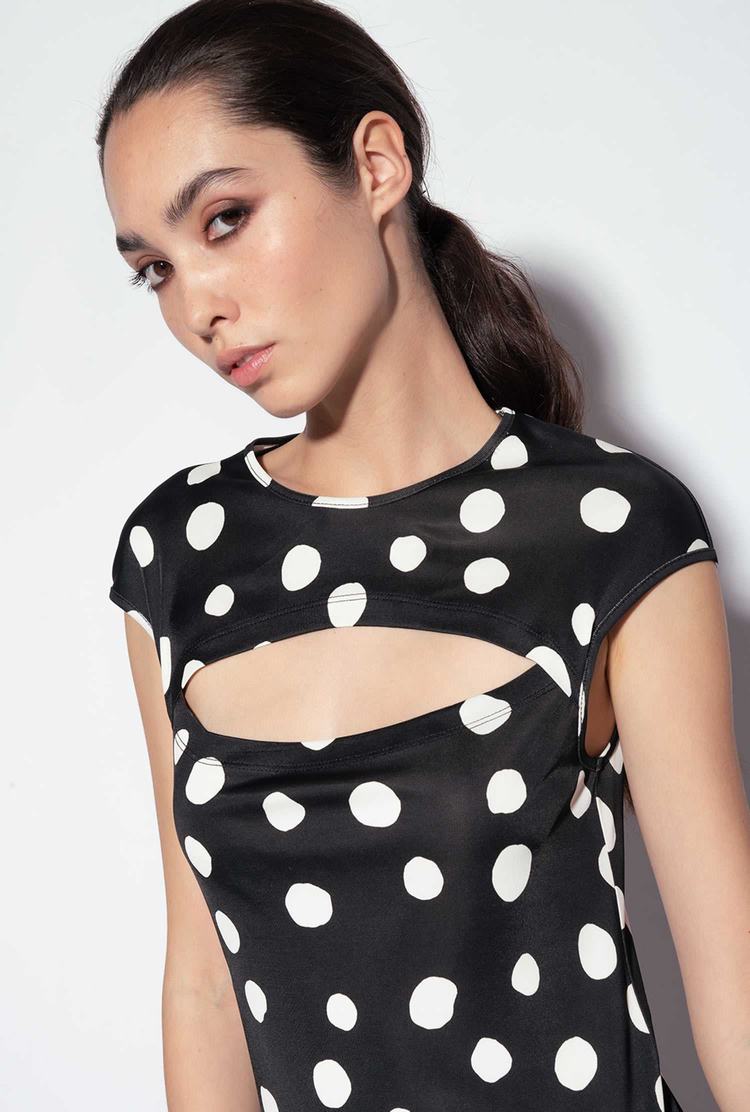 Black/White Women's Pinko Polka-dot Print Dress | Ireland-59348209