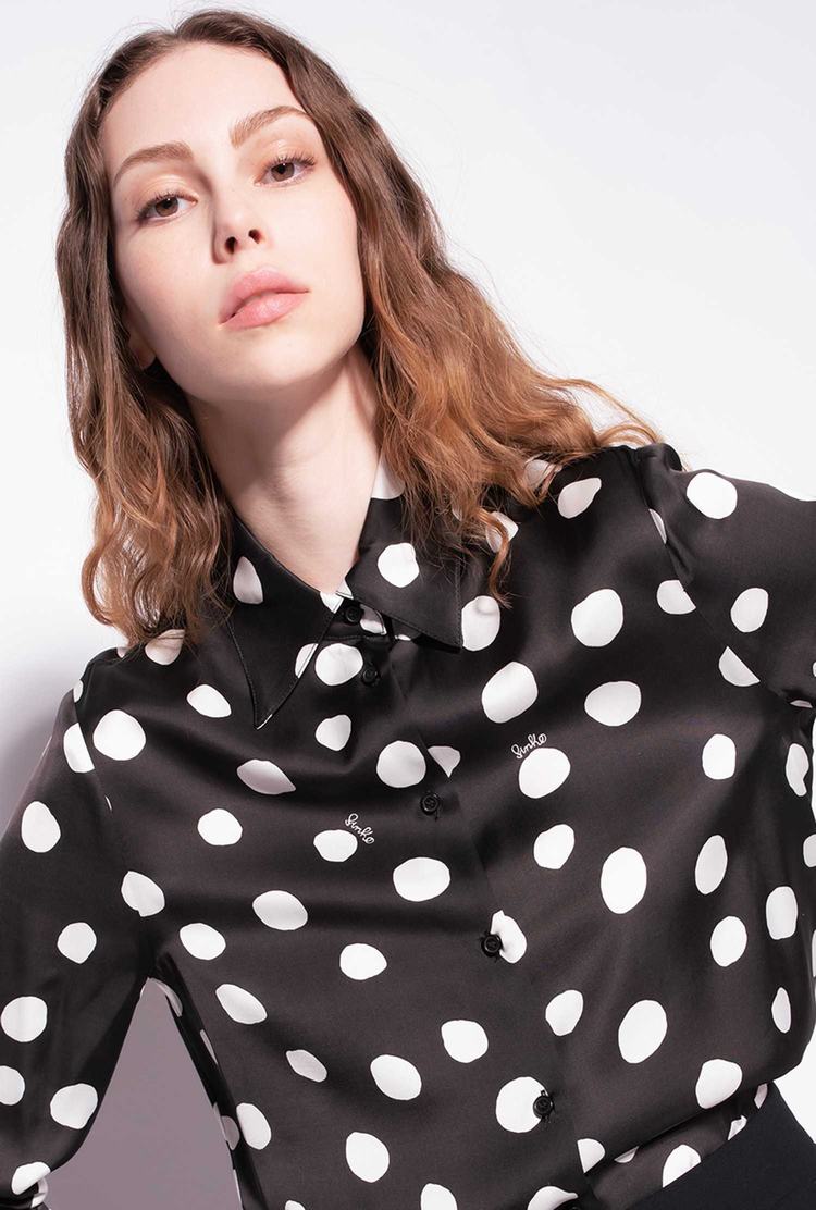 Black/White Women's Pinko Polka-dot Shirts | Ireland-18302579