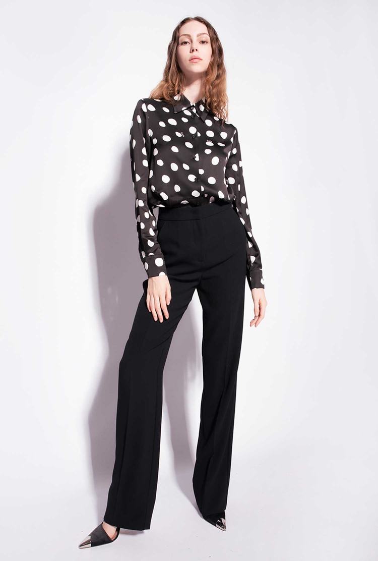 Black/White Women's Pinko Polka-dot Shirts | Ireland-18302579