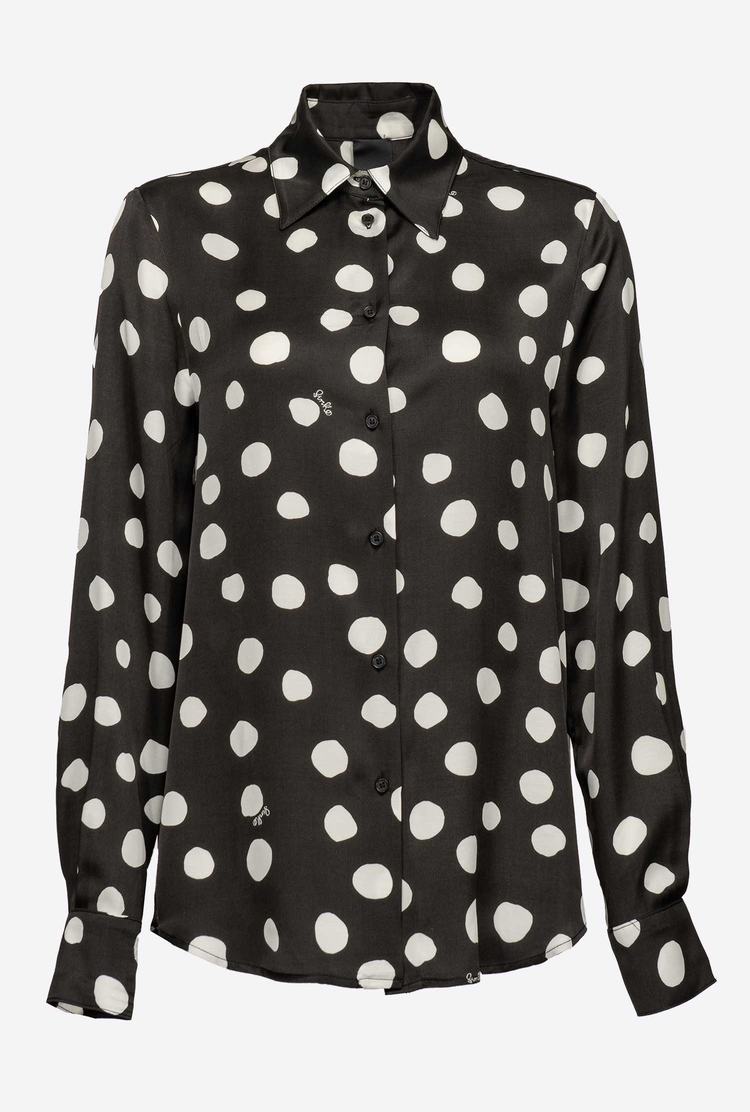 Black/White Women's Pinko Polka-dot Shirts | Ireland-18302579