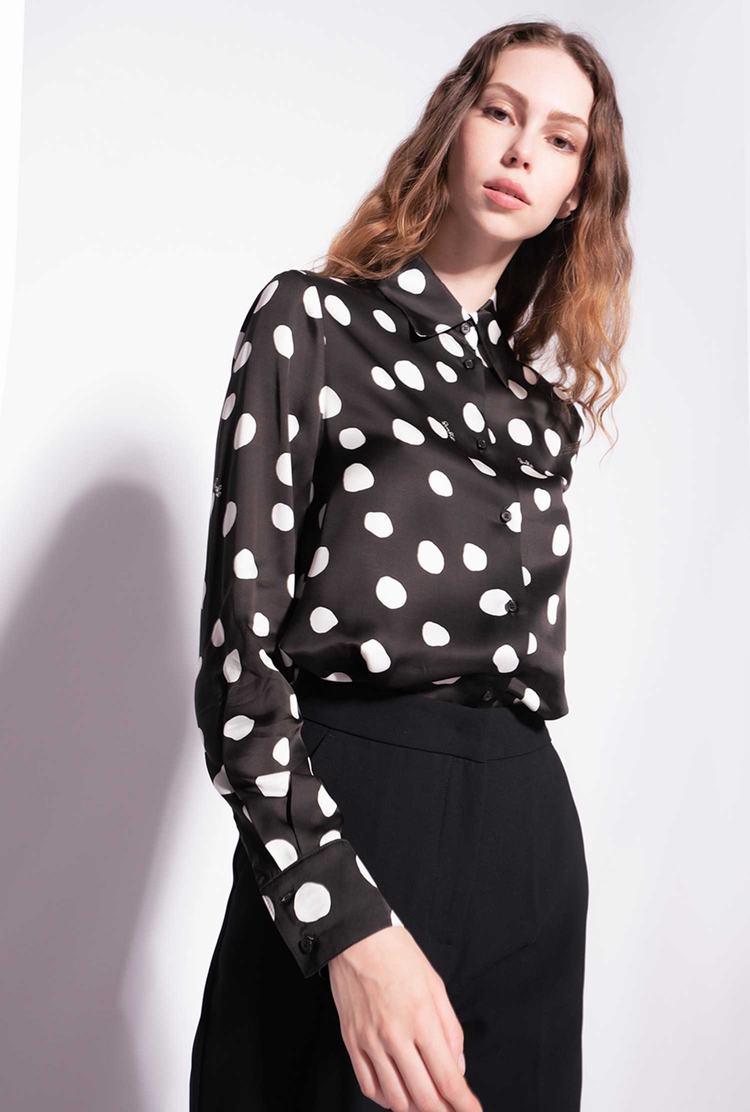 Black/White Women\'s Pinko Polka-dot Shirts | Ireland-18302579