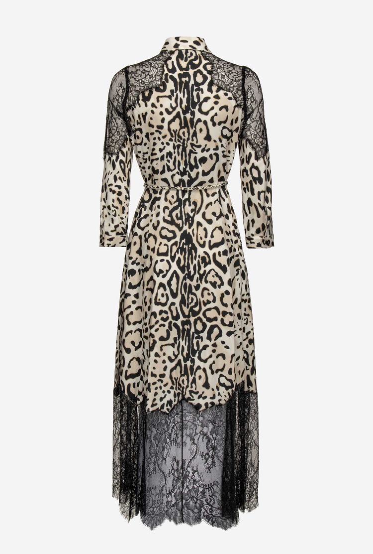 Black Women's Pinko Animal Print And Lace Dress | Ireland-03486959