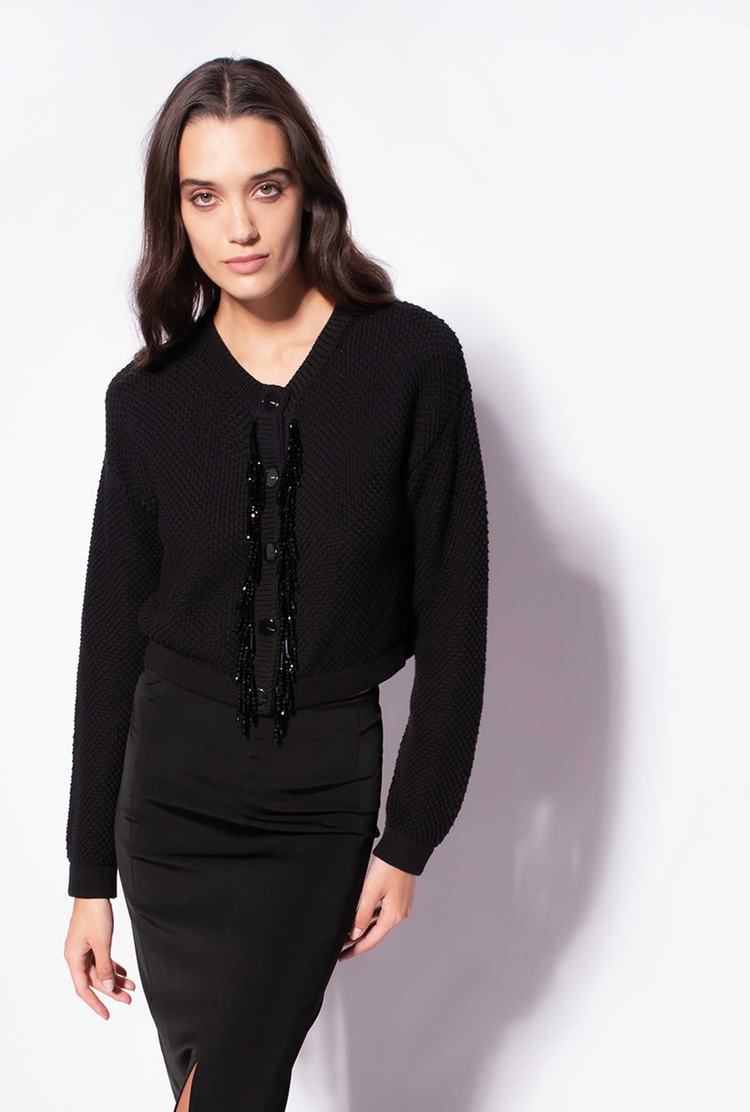 Black Women's Pinko Bead Detailing Jackets | Ireland-08749329