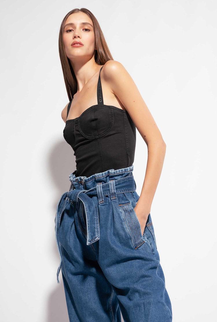 Black Women's Pinko Black Denim Bandeau | Ireland-70682539