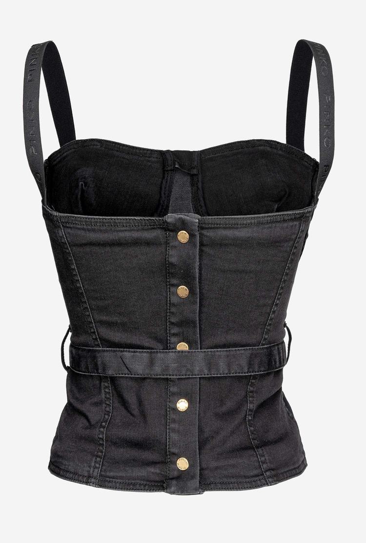 Black Women's Pinko Black Denim Bandeau | Ireland-70682539