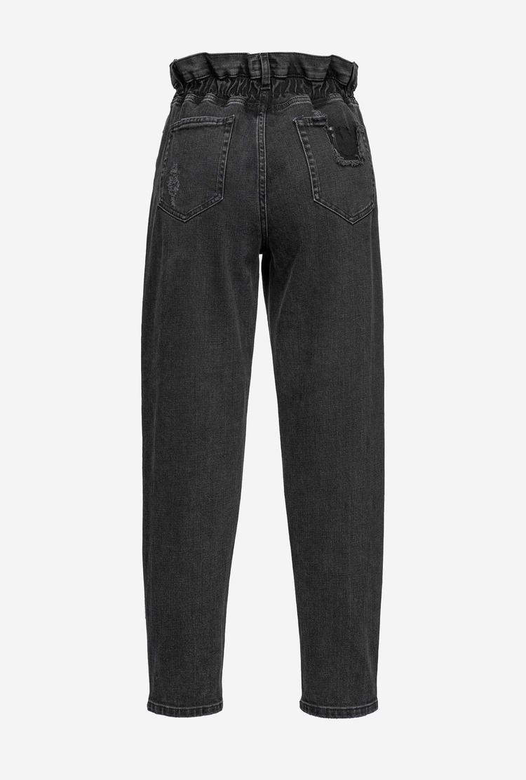 Black Women's Pinko Black Mom-fit Denim Jeans | Ireland-16482309