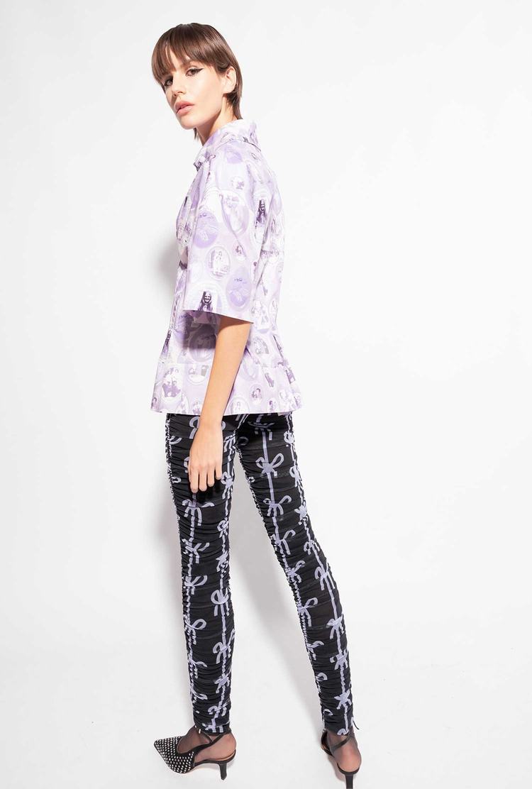 Black Women's Pinko Bow Print Pants | Ireland-32570149