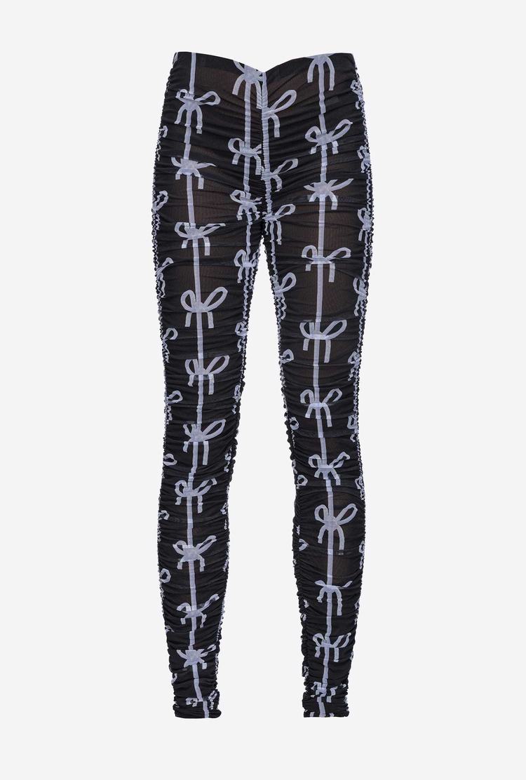 Black Women's Pinko Bow Print Pants | Ireland-32570149