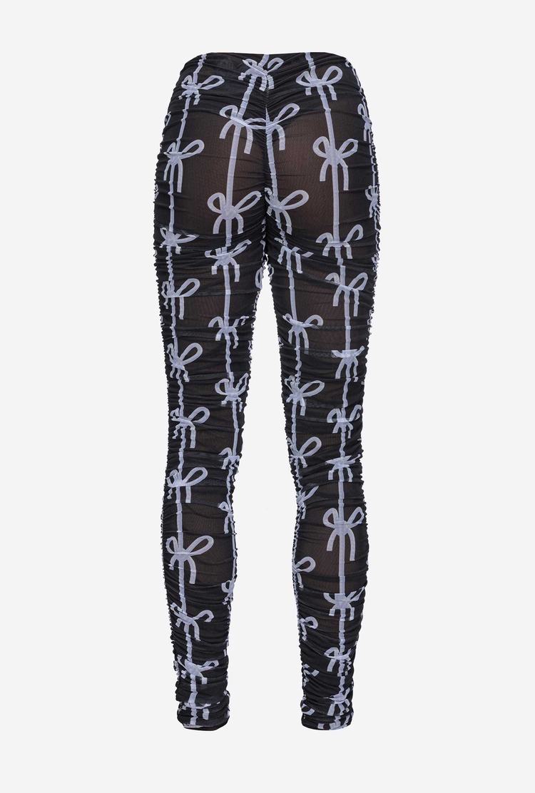 Black Women's Pinko Bow Print Pants | Ireland-32570149