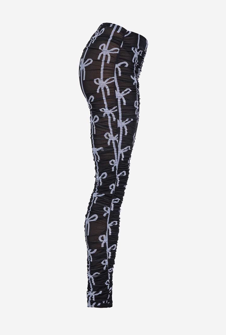 Black Women's Pinko Bow Print Pants | Ireland-32570149