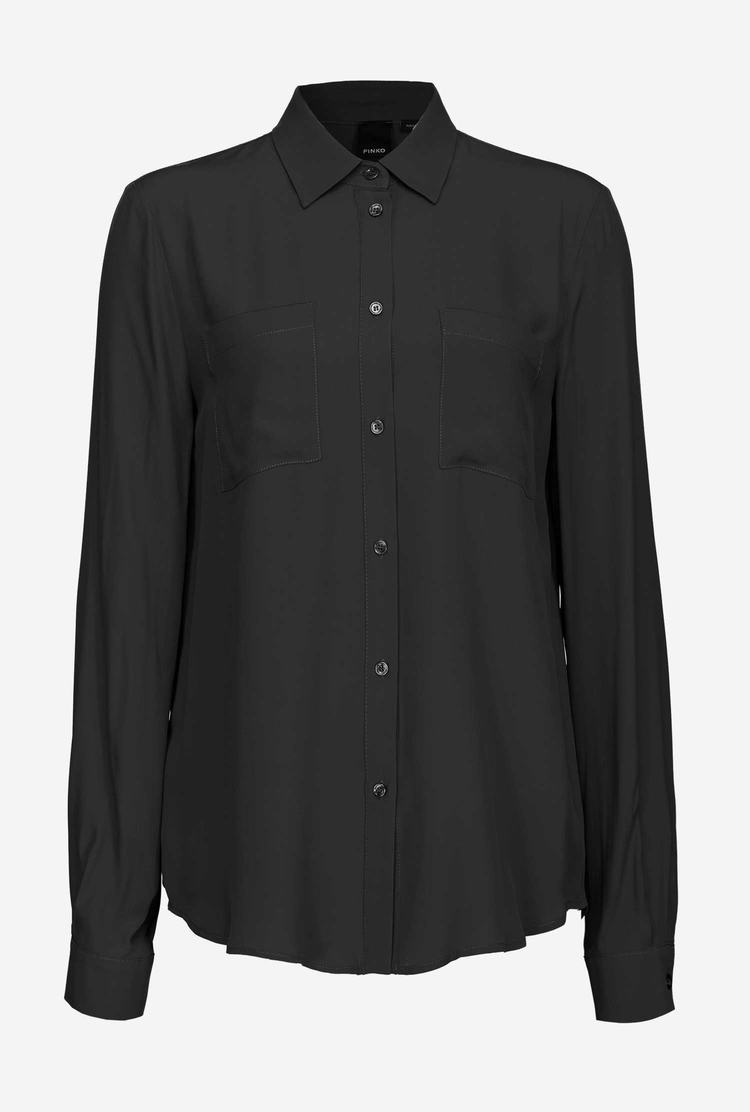 Black Women's Pinko Breast Pocket Shirts | Ireland-19628709