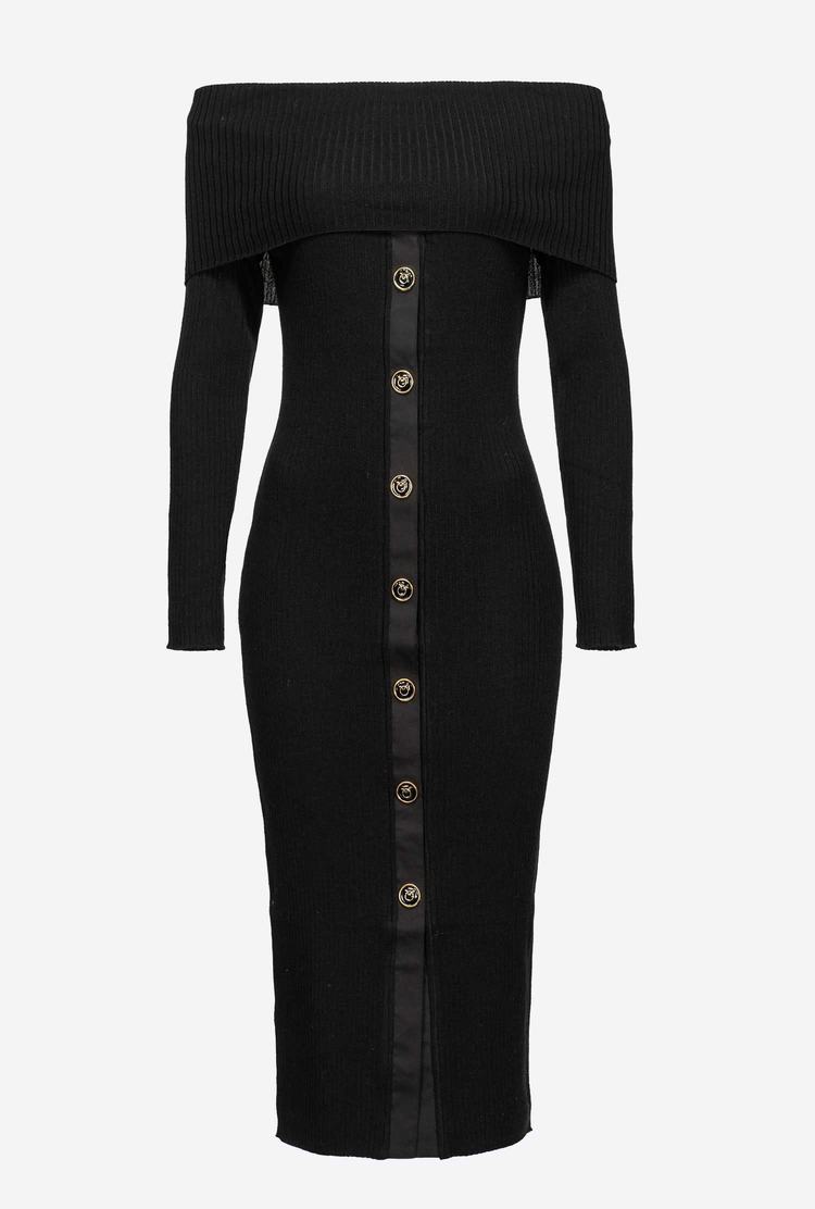 Black Women's Pinko Buttons Dress | Ireland-57643189