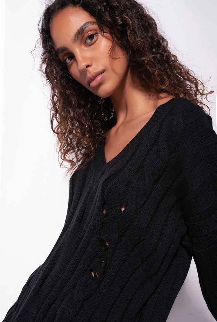 Black Women's Pinko Cable-knit Dress | Ireland-47985369