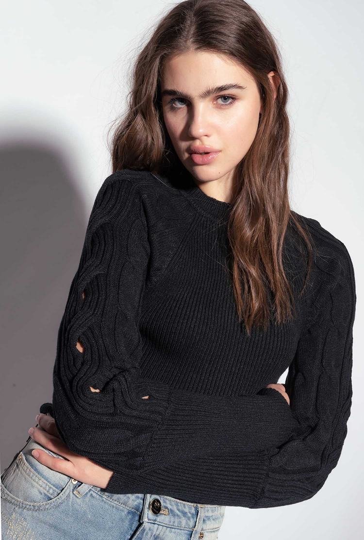 Black Women's Pinko Cable-knit Pullover | Ireland-32670489