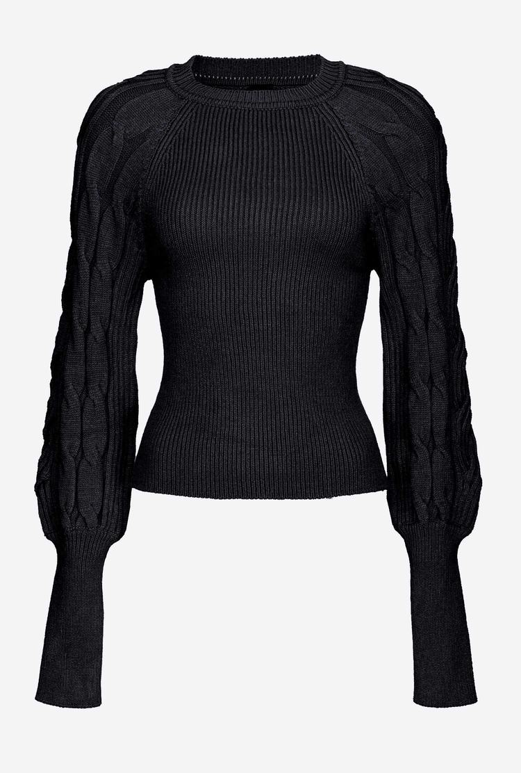 Black Women's Pinko Cable-knit Pullover | Ireland-32670489