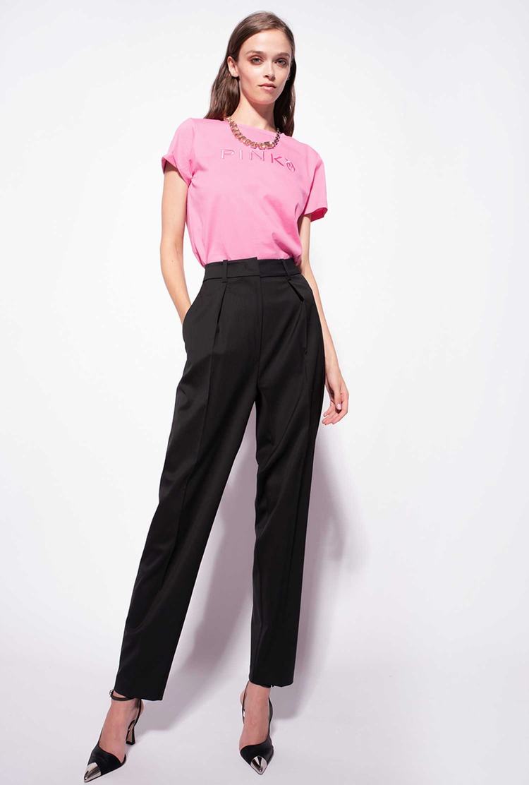 Black Women\'s Pinko Carrot-fit Stretch Pants | Ireland-48637299